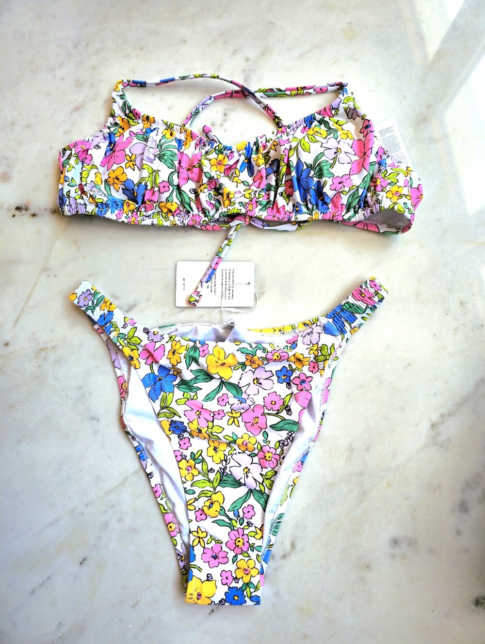 NWT Cupshe Happy Thoughts Bralette Bikini Set Size Medium